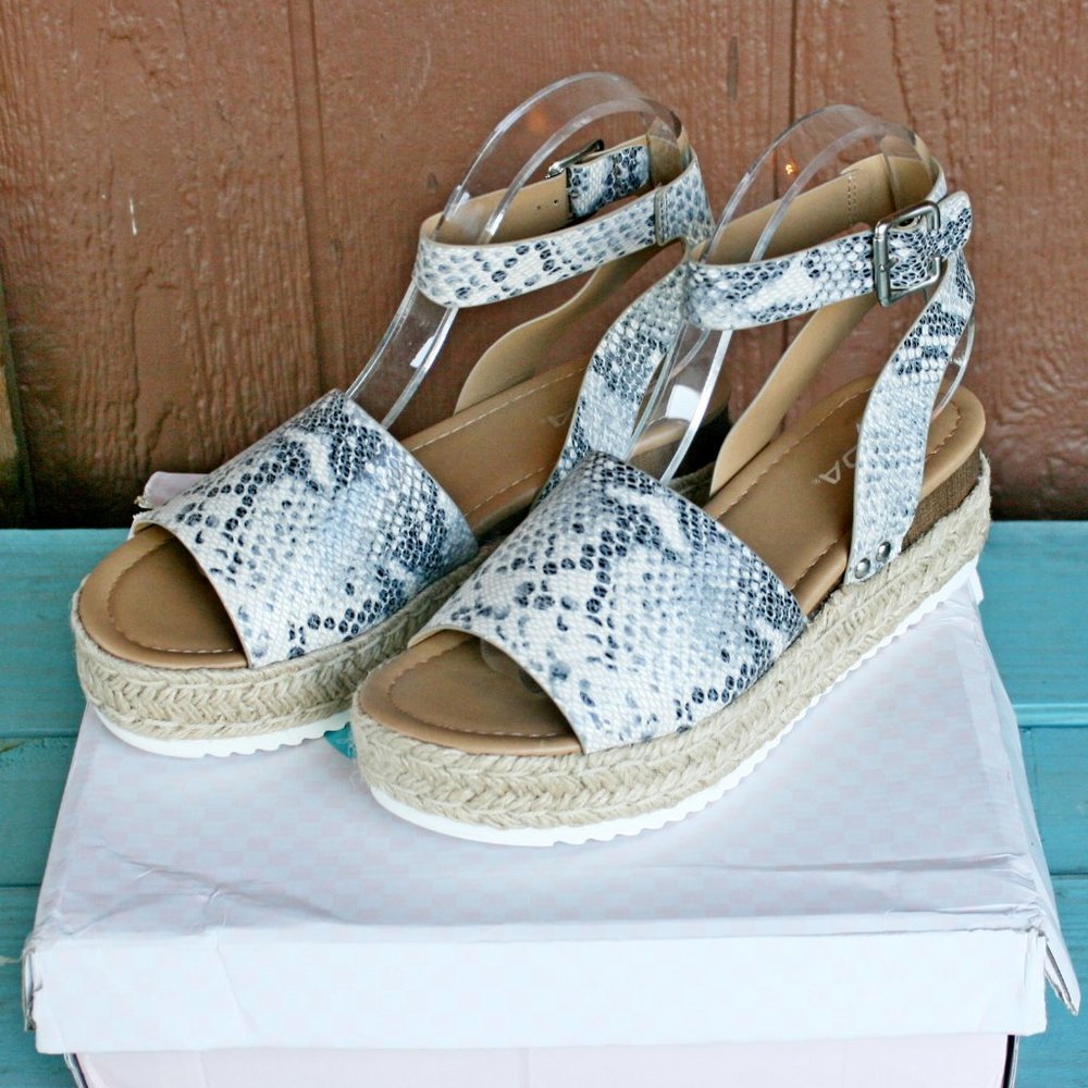 SODA Topic Sandals Espadrille Python Beige NEW